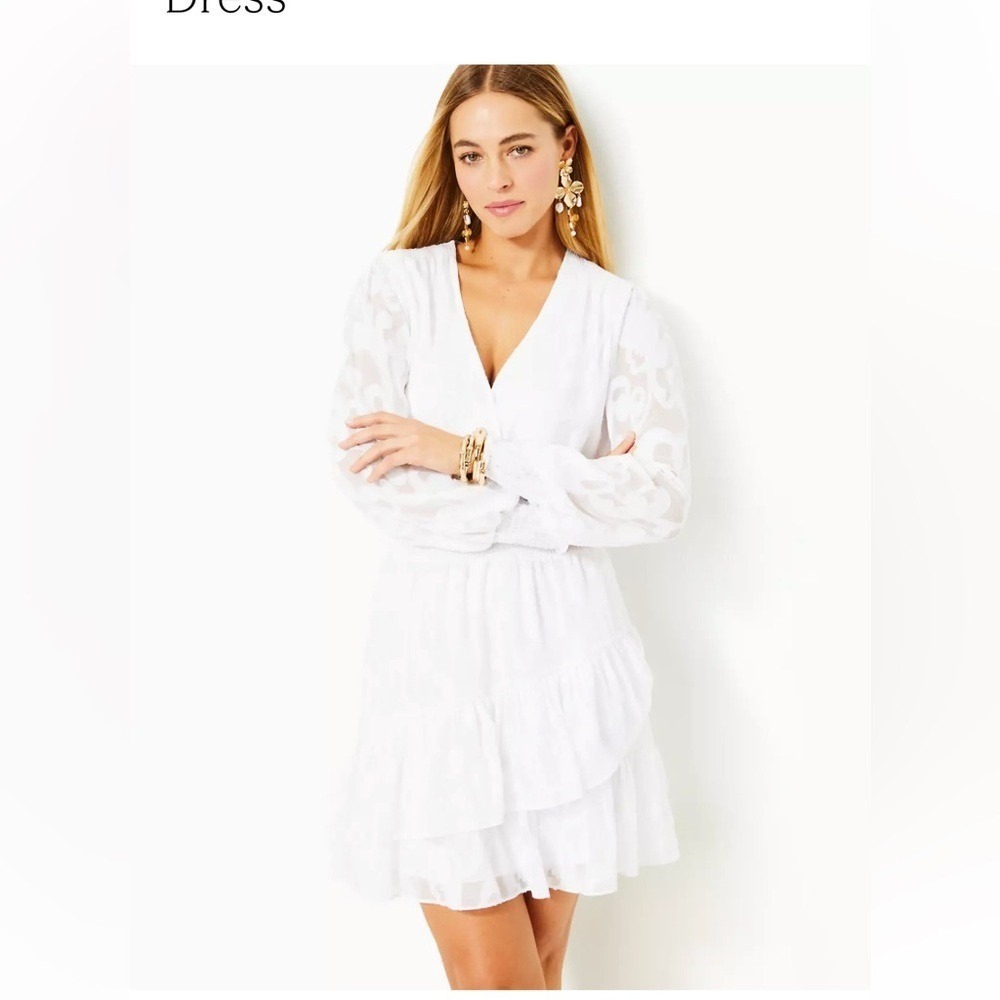 Lilly Pulitzer Cristiana Dress size 6 Resort White‎ Poly Crepe Swirl Size 12 NWT